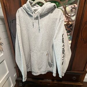Carhartt Heather Gray Men's Hoodie with Sleeve Logo